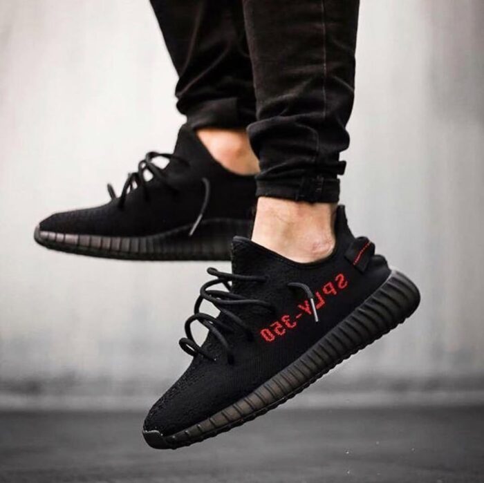 Adidas Yeezy Boost 350 V2 black red Men's Shoes - Image 4