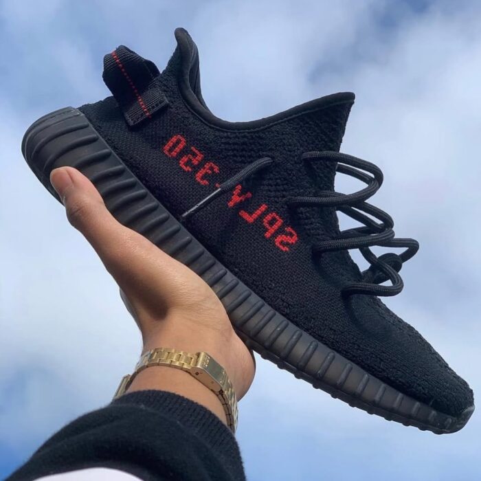 Adidas Yeezy Boost 350 V2 black red Men's Shoes - Image 2