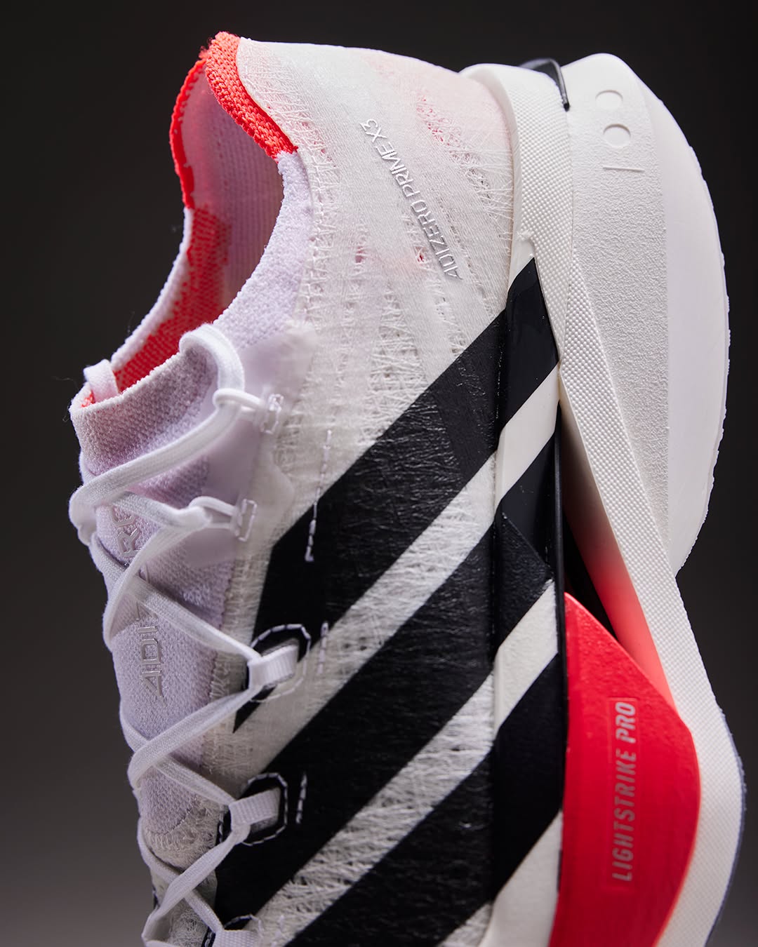 Adidas Adizero Prime X3 Strung Cloud White/Core Black/Lucid Red Running Shoes - Image 8